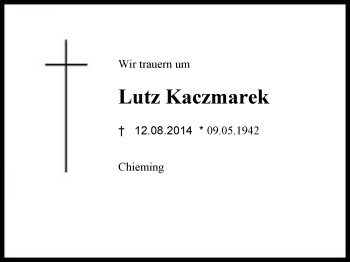 Traueranzeige von Lutz Kaczmarek von Region Chiemgau